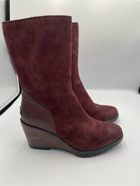 Sorel After Hours Women’s Size 8 Redwood Suede Wedge Mid Boots Booties